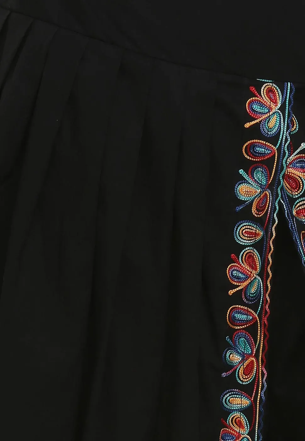Aari Embroidered Cotton Dhoti Pant in Black