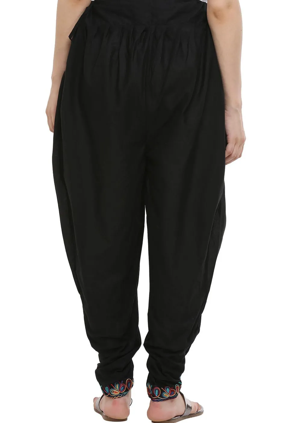 Aari Embroidered Cotton Dhoti Pant in Black