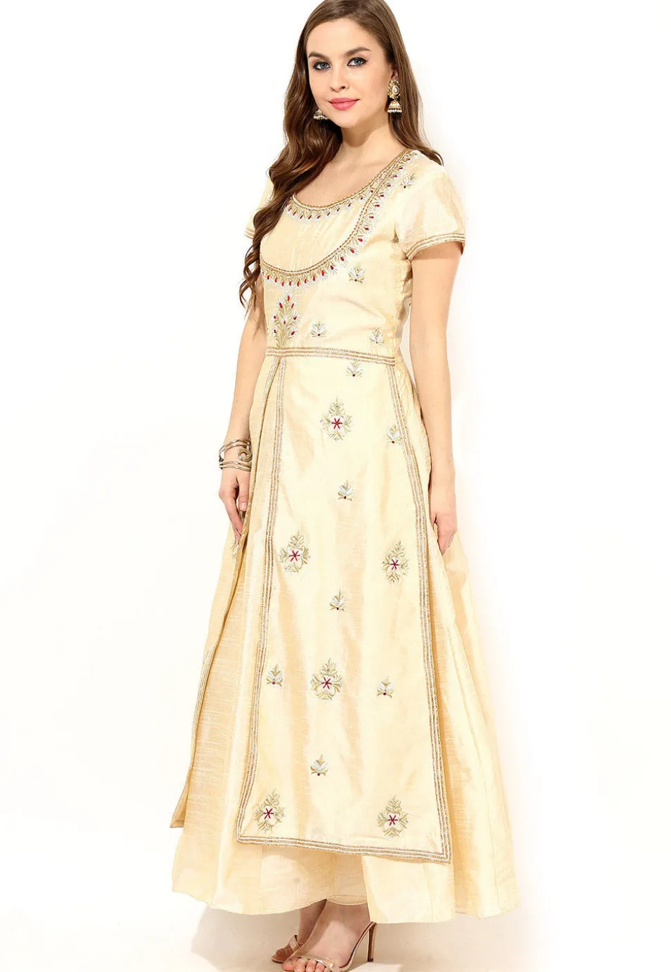 Abaya Stylized Embroidered suit In Cream