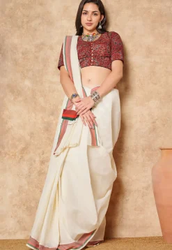Ajrakh Printed Cotton Blouse in Red