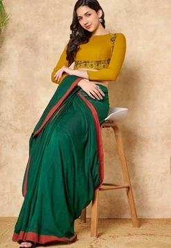 Ajrakh Printed Cotton Blouse in Mustard