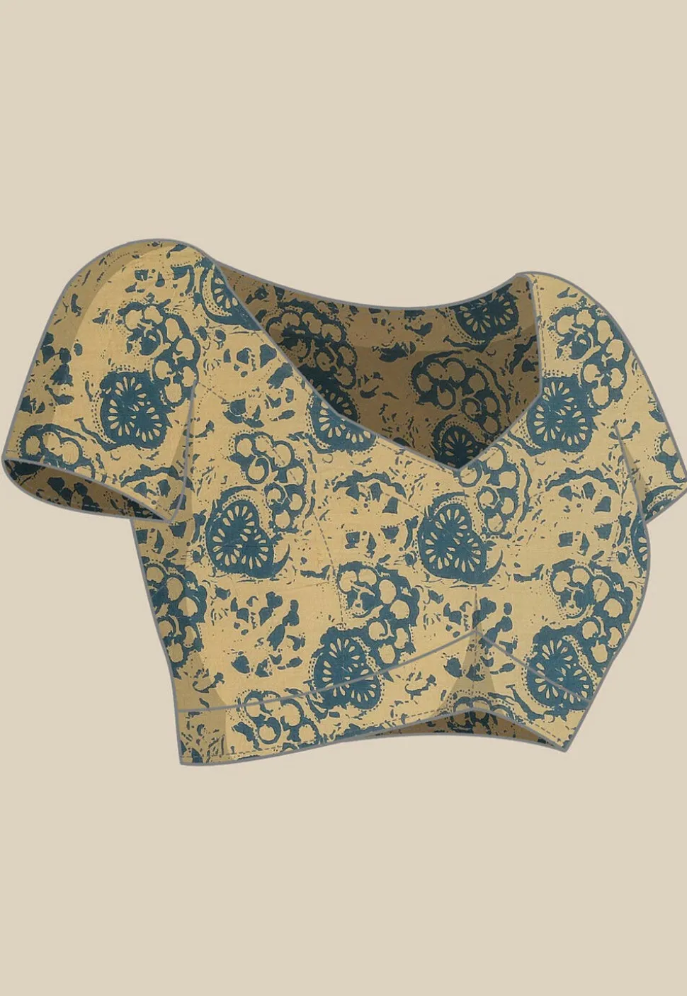 Ajrakh Printed Cotton Saree in Indigo Blue