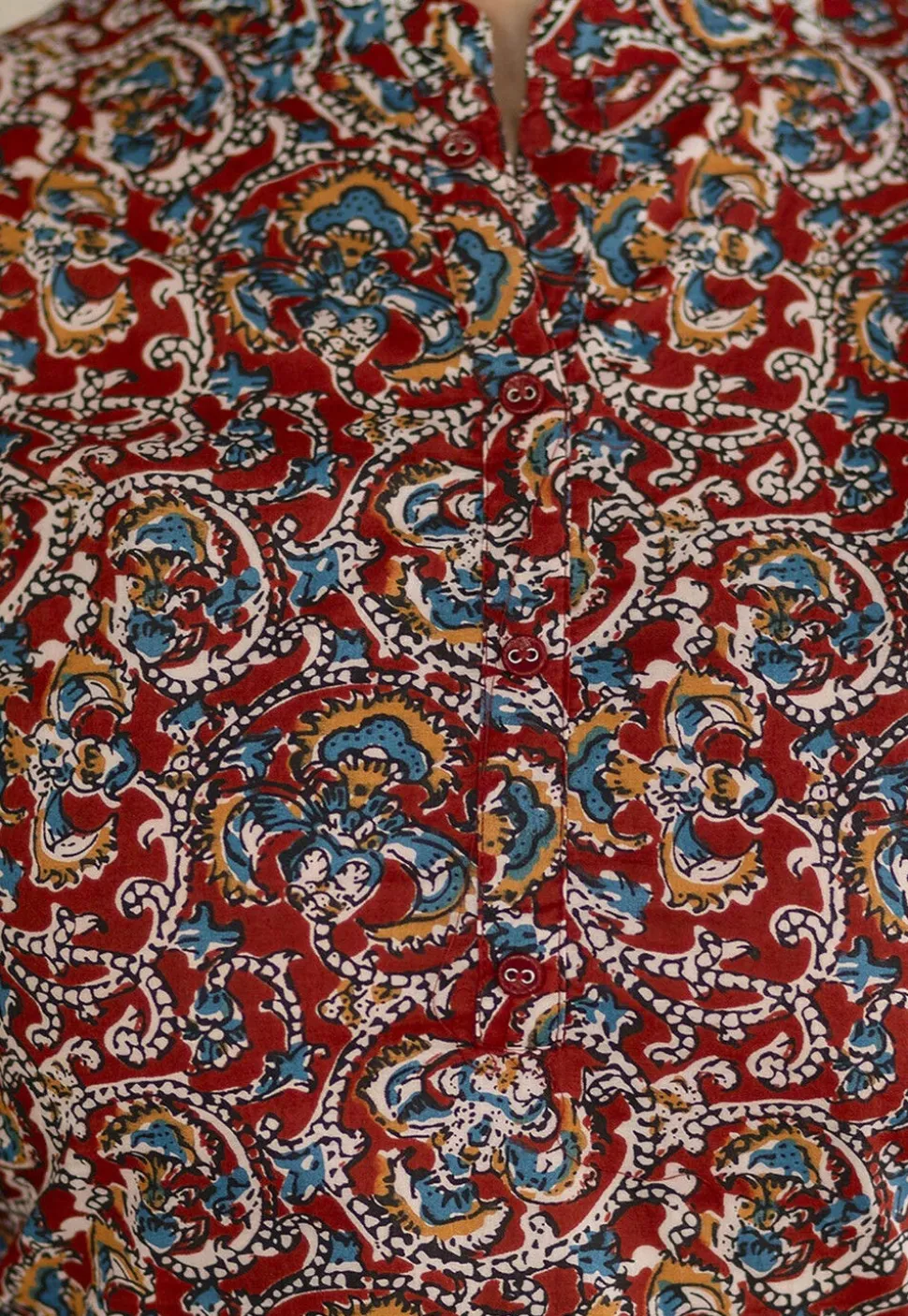 Ajrakh Printed Pure Cotton Tunic in Maroon