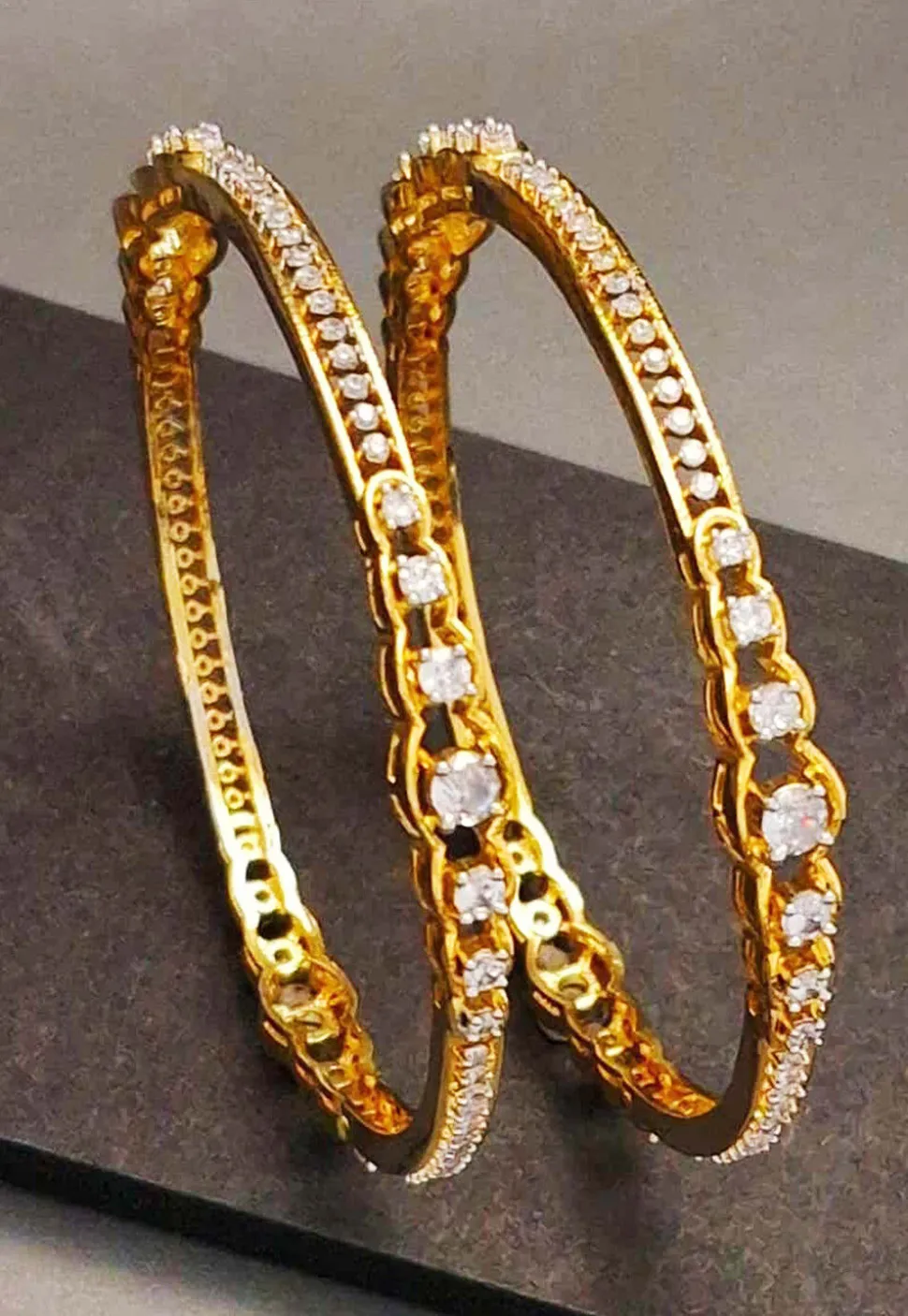 American Diamond Studded Bangle Pair
