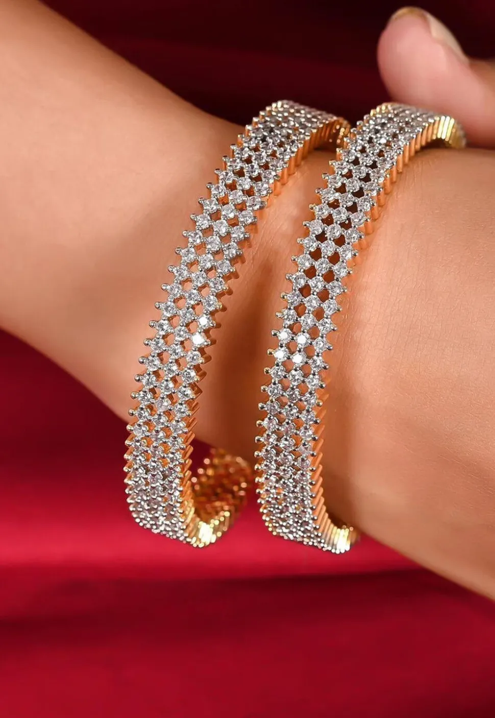 American Diamond Studded Bangle Pair