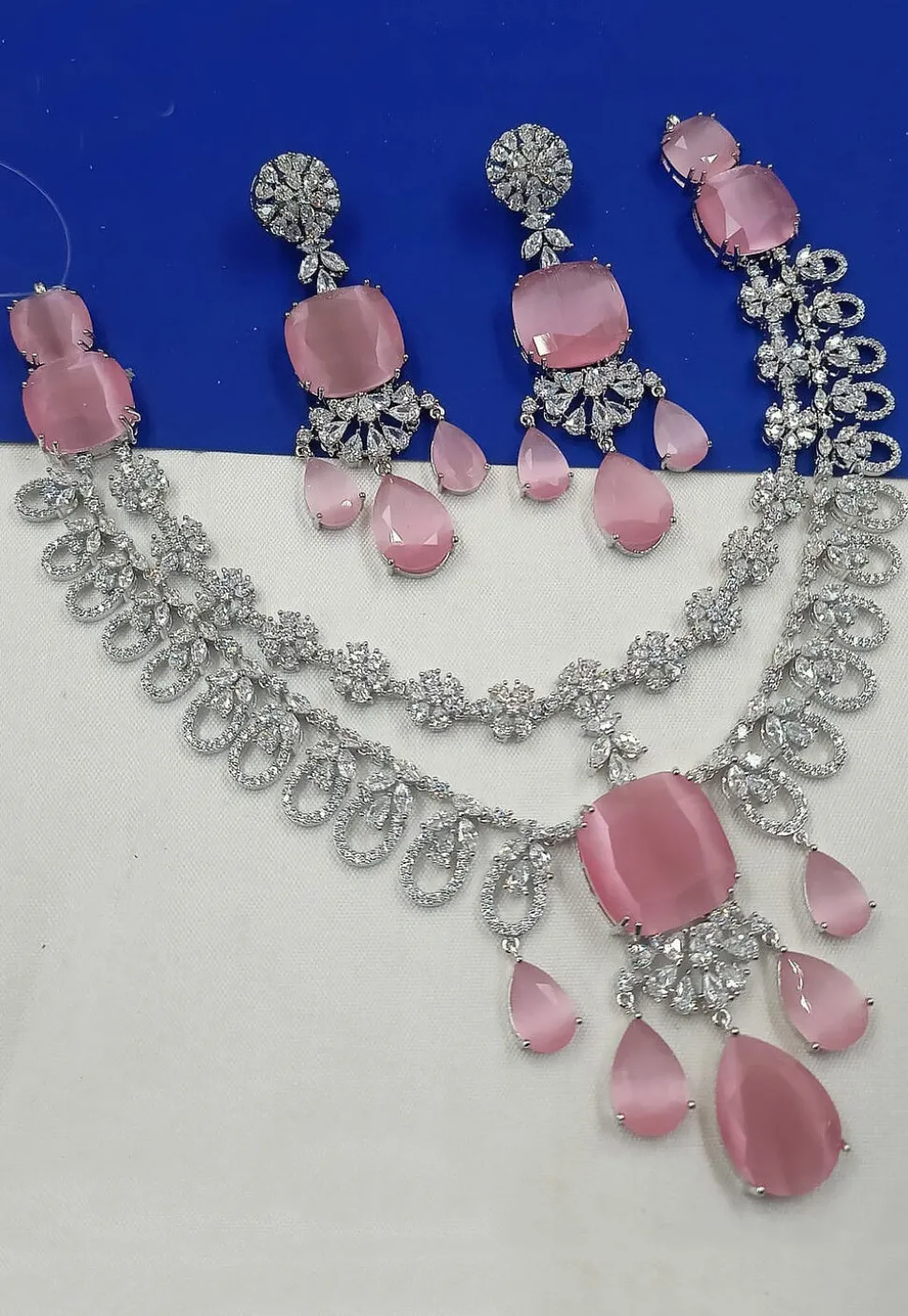 American Diamond Studded Layered Necklace Set