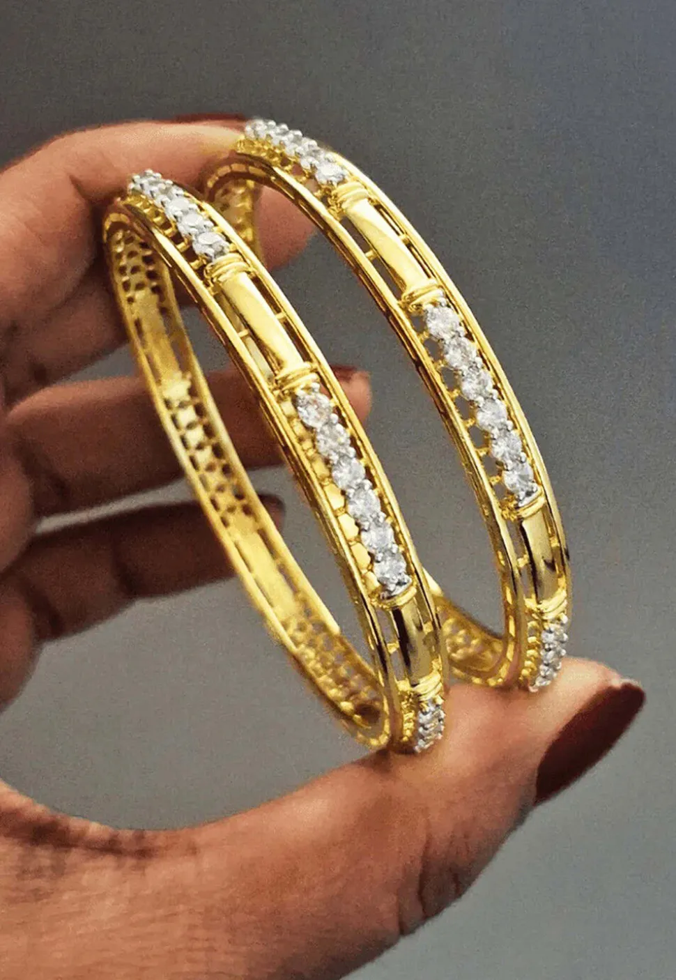 American Diamond Studded Bangle Pair