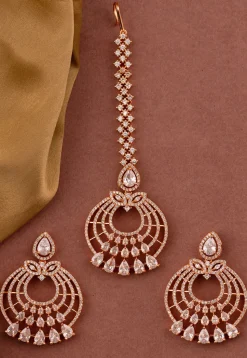 American Diamond Studded Chandbali Earrings Set