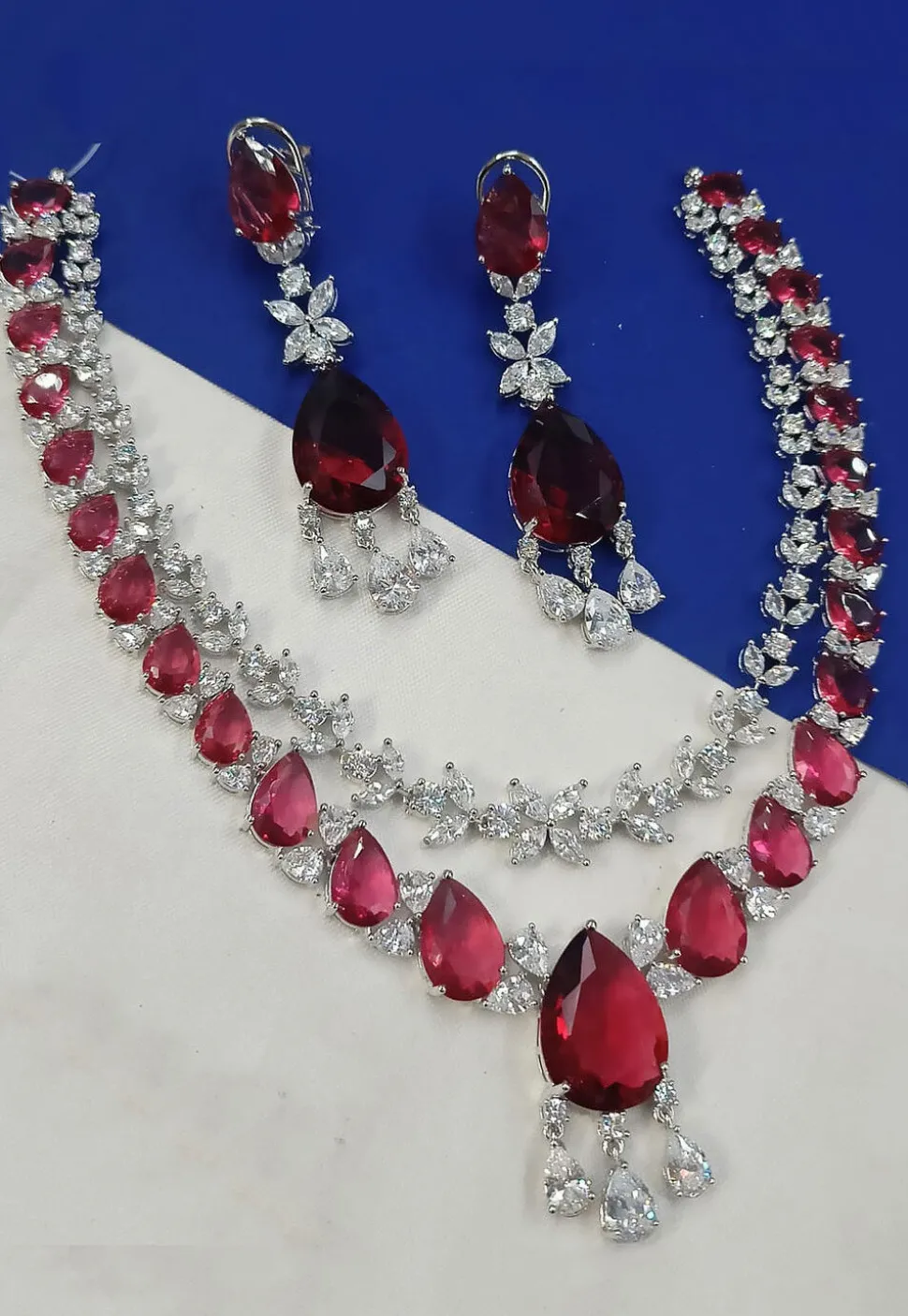 American Diamond Studded Layered Necklace Set
