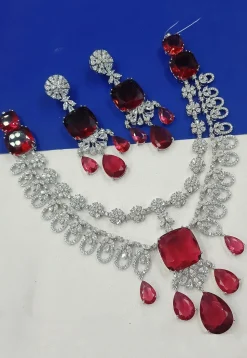 American Diamond Studded Layered Necklace Set