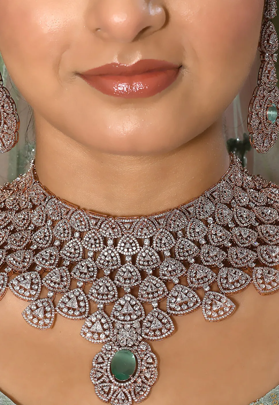 American Diamond Studded Choker Necklace Set