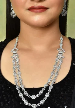 American Diamond Studded Layered Necklace Set