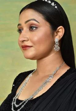 American Diamond Studded Layered Necklace Set