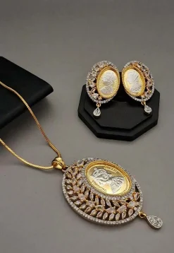 American Diamond Studded Pendant Set