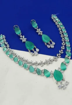 American Diamond Studded Layered Necklace Set
