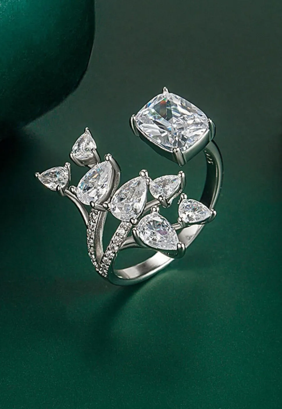 American Diamond Studded Adjustable Ring