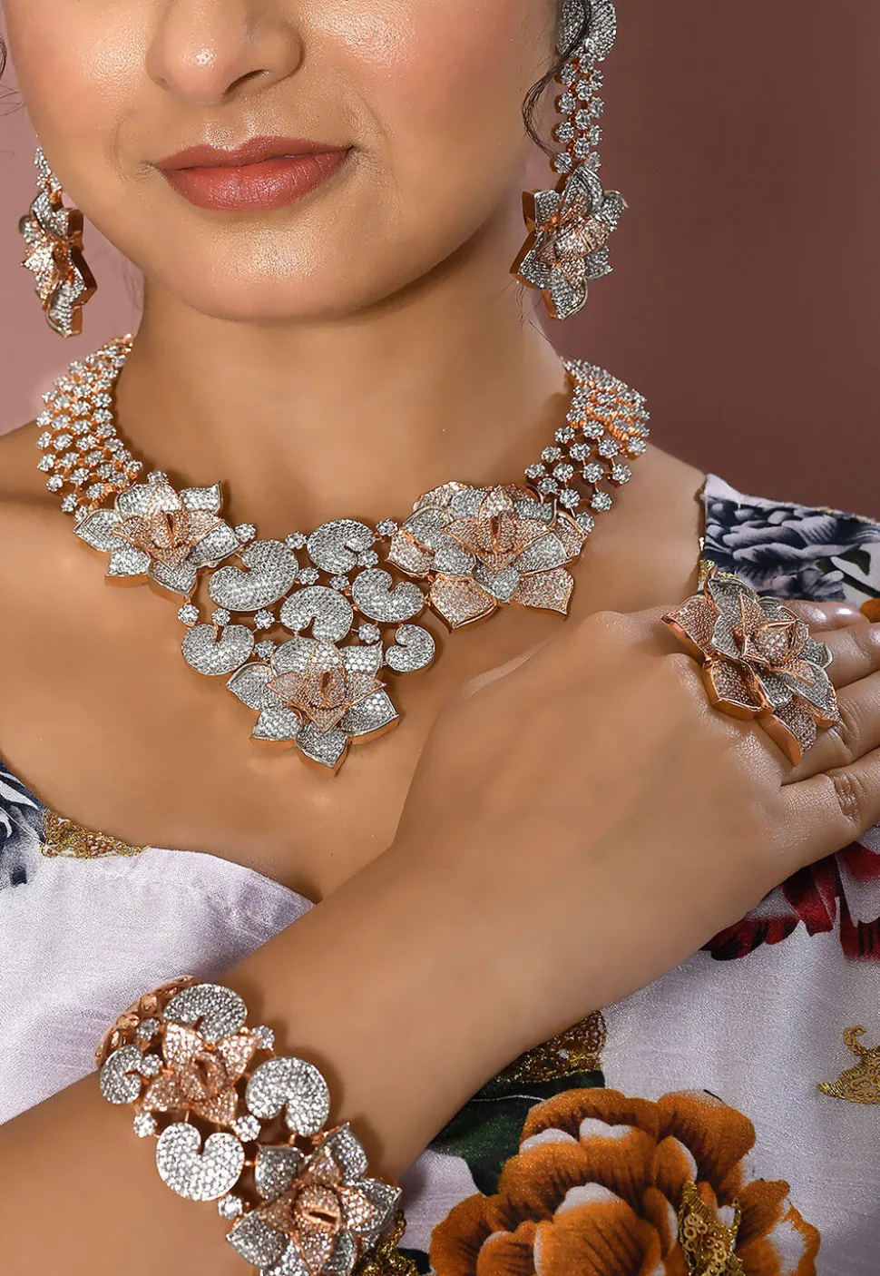 American Diamond Studded Choker Necklace Set