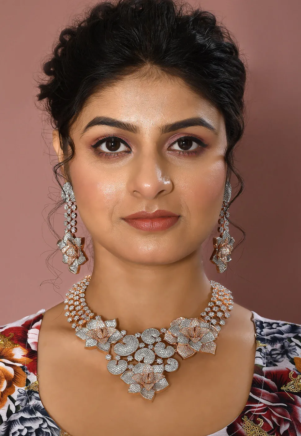 American Diamond Studded Choker Necklace Set