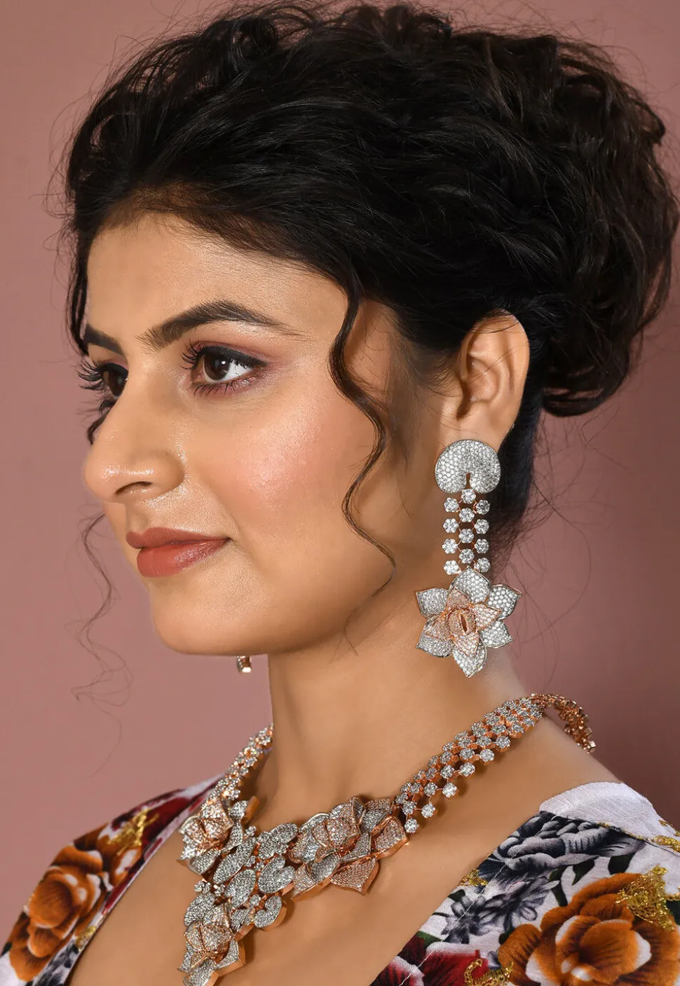 American Diamond Studded Choker Necklace Set