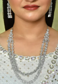 American Diamond Studded Layered Necklace Set