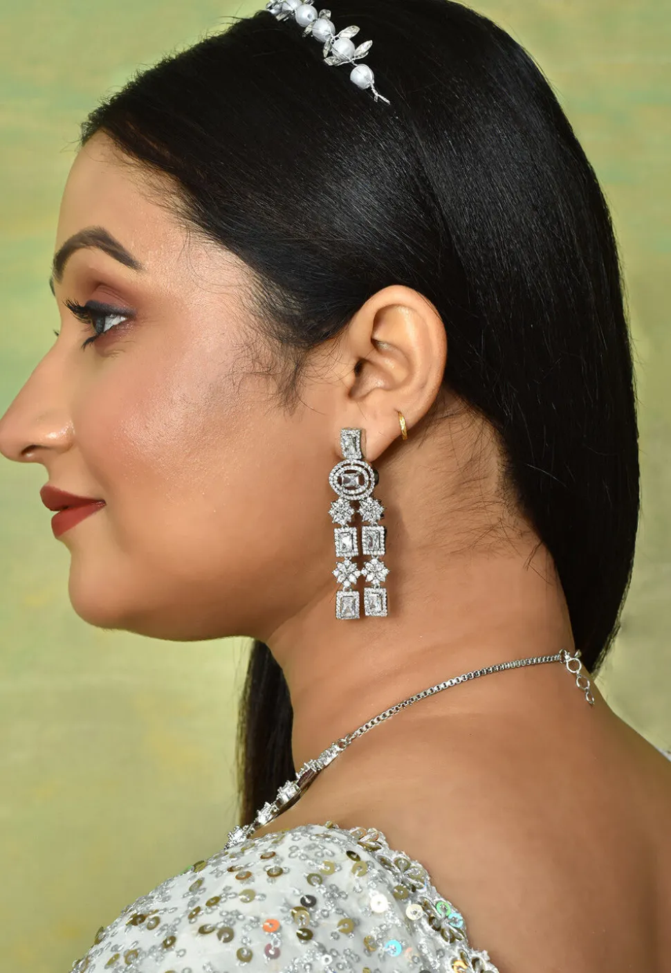 American Diamond Studded Layered Necklace Set