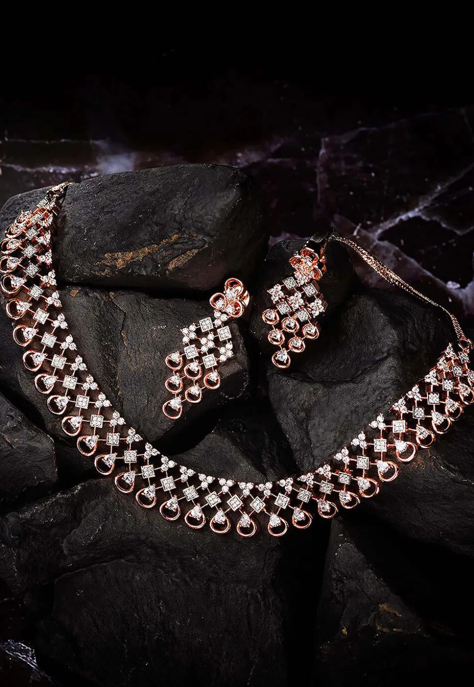 American Diamond Studded Choker Necklace Set