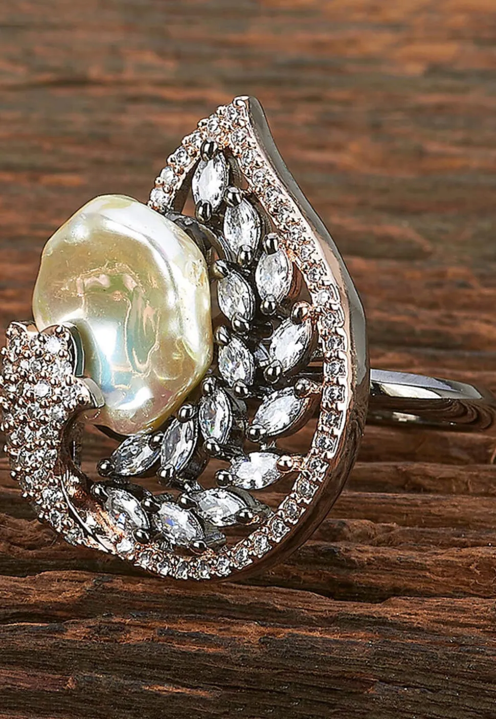 American Diamond Studded Adjustable Ring