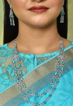American Diamond Studded Layered Necklace Set