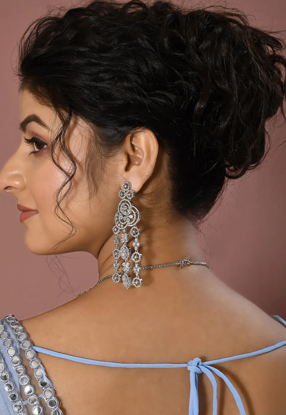 American Diamond Studded Layered Necklace Set