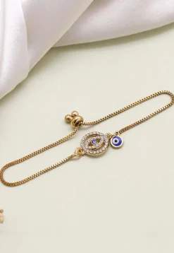 American Diamond Studded Evil Eye Adjustable Bracelet