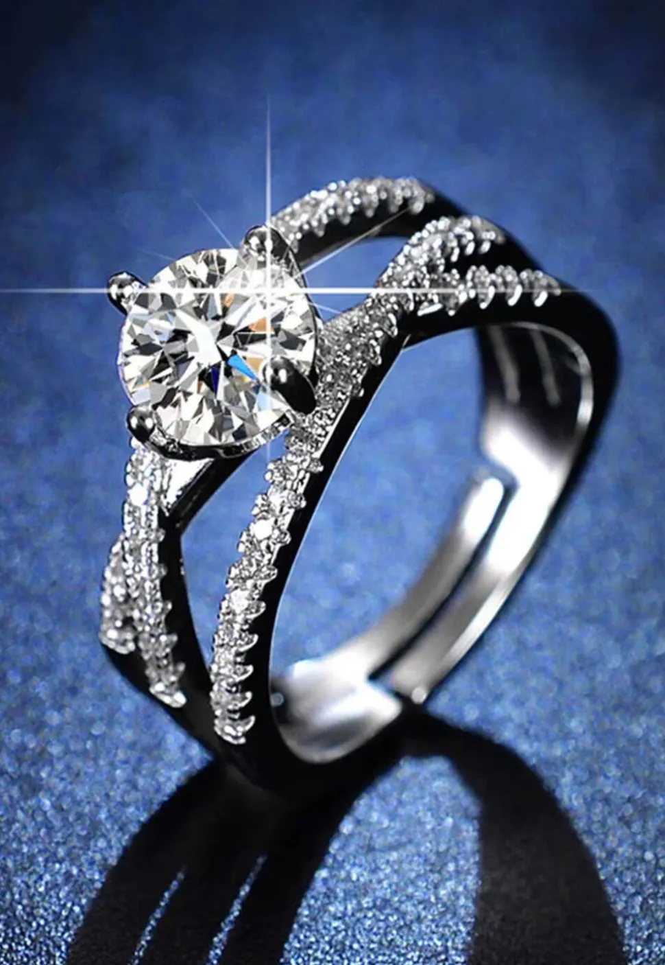American Diamond Studded Adjustable Ring