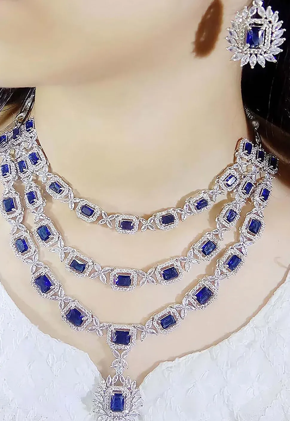 American Diamond Studded Layered Necklace Set
