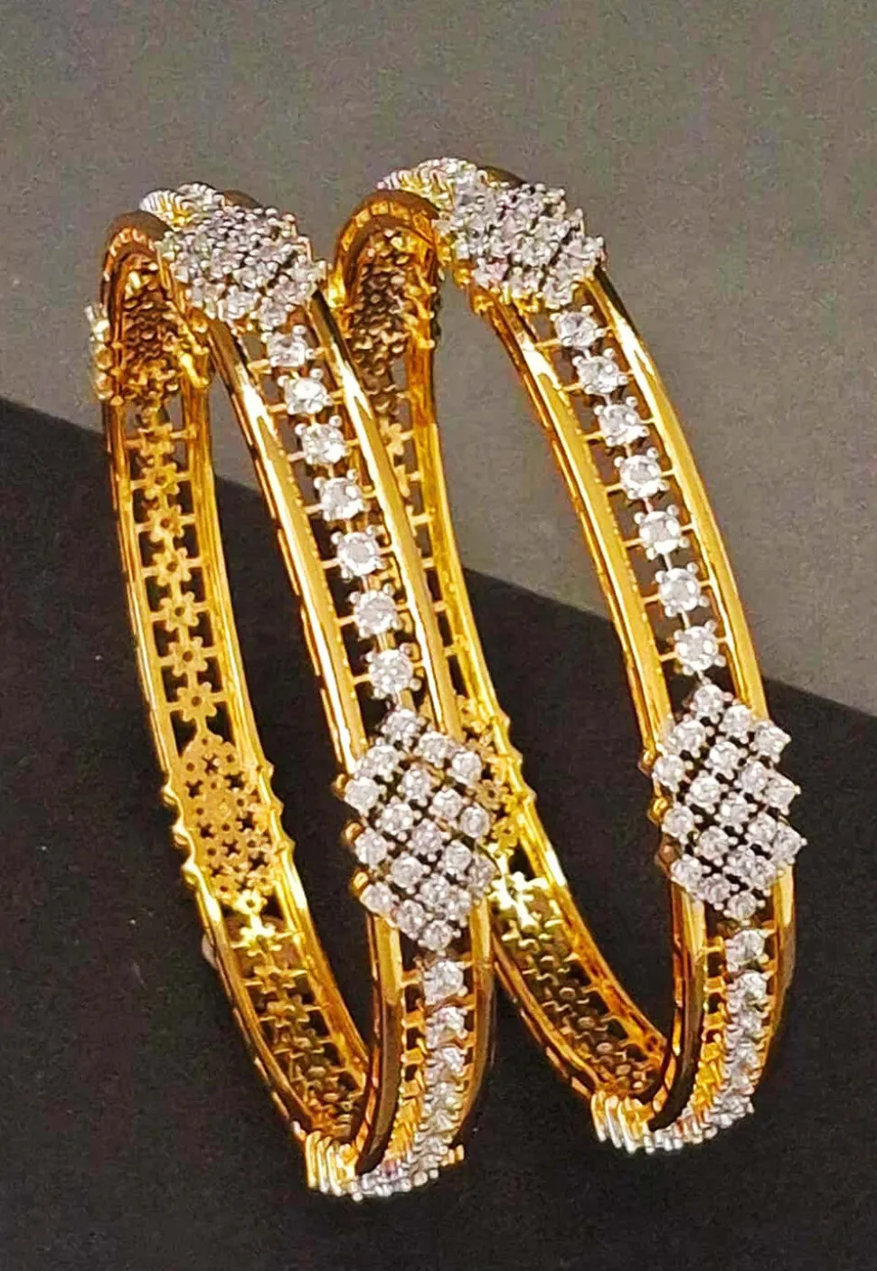 American Diamond Studded Bangle Pair