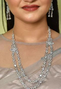 American Diamond Studded Layered Necklace Set