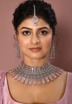 American Diamond Studded Choker Necklace Set
