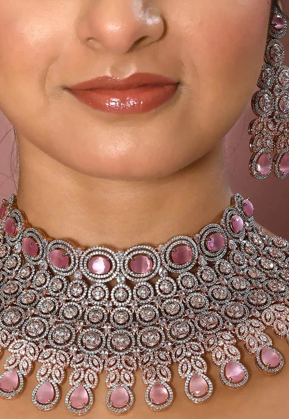 American Diamond Studded Choker Necklace Set