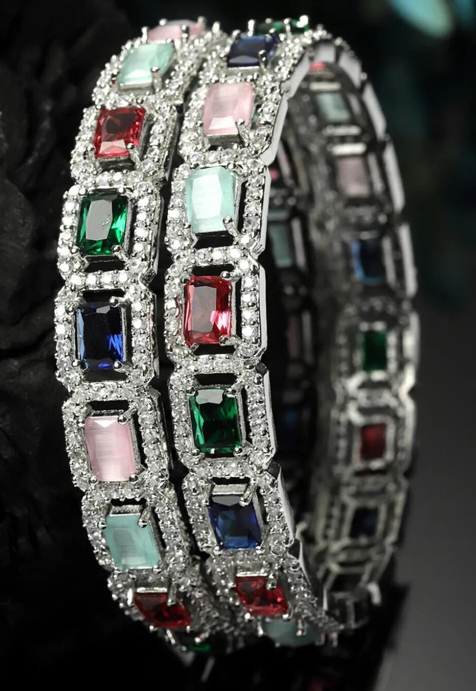 American Diamond Studded Bangle Pair