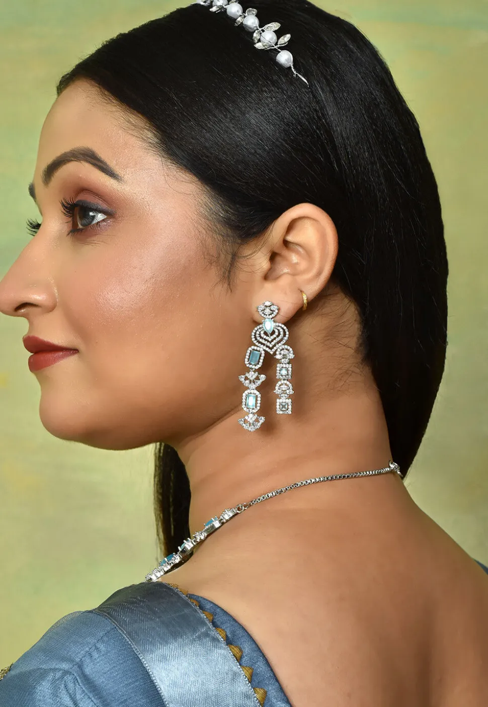 American Diamond Studded Layered Necklace Set