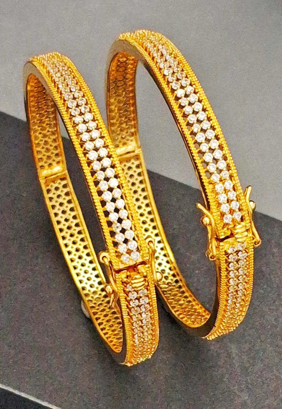 American Diamond Studded Openable Bangle Pair