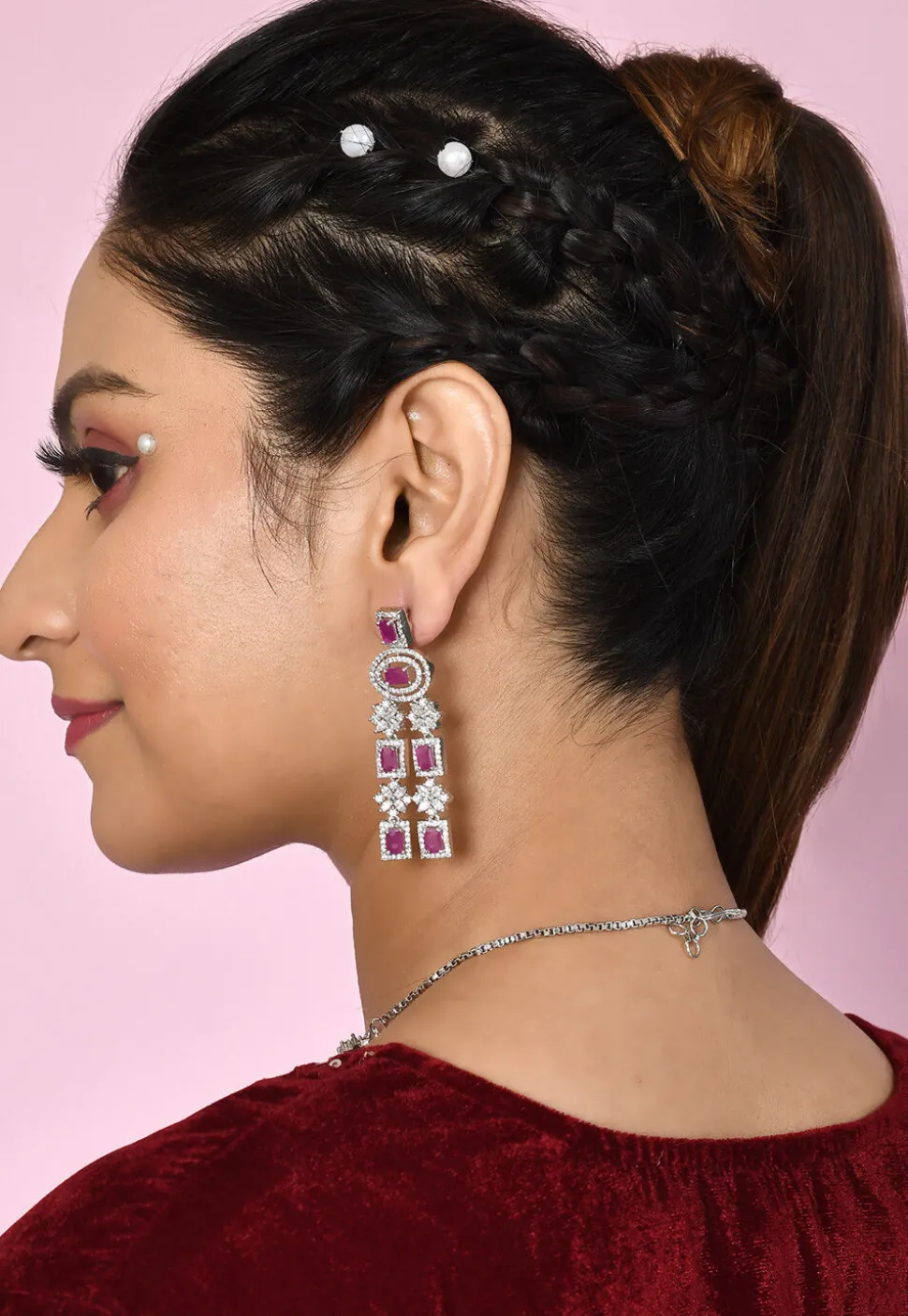 American Diamonds Studded Layered Necklace Set