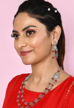 American Diamonds Studded Layered Necklace Set