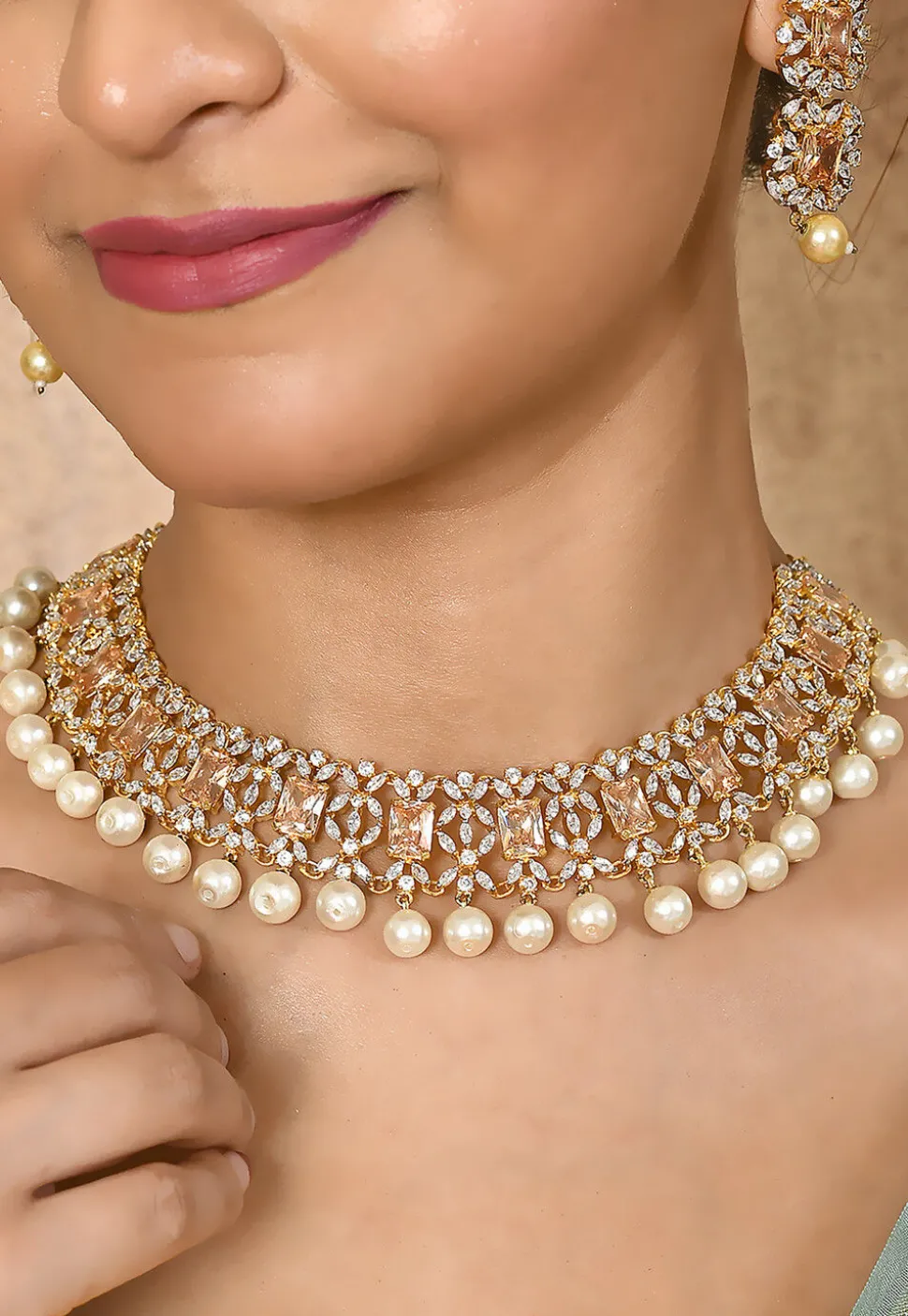 American Diamonds Studded Necklace Set