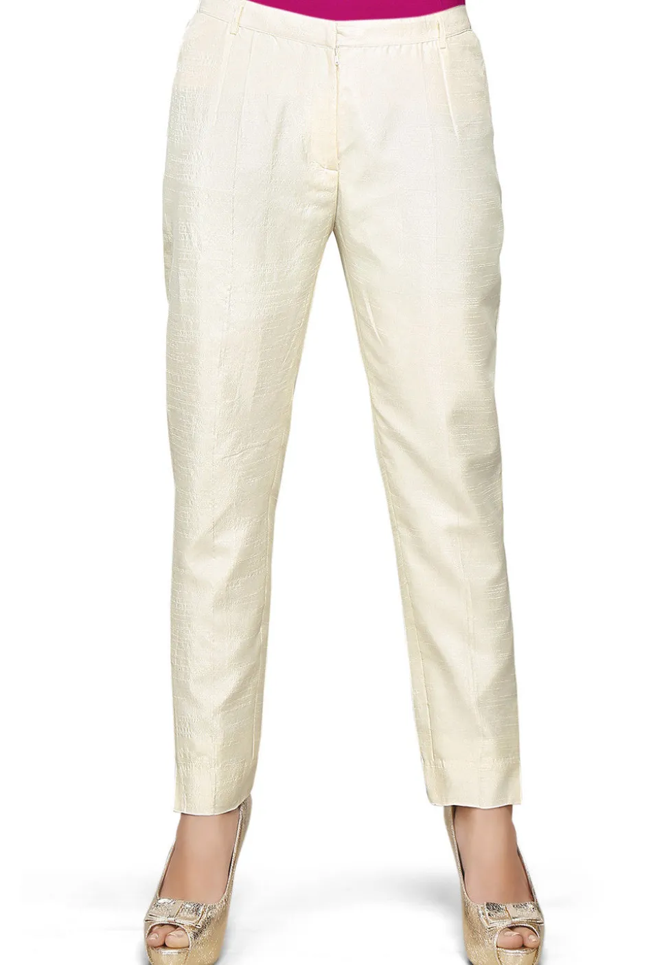 Art Dupion Silk Straight Pant in Off White