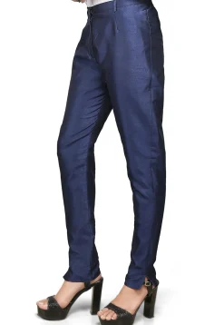 Art Dupion Silk Straight Pant in Navy Blue