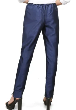 Art Dupion Silk Straight Pant in Navy Blue