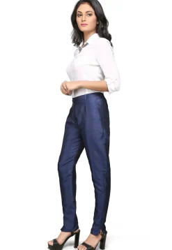 Art Dupion Silk Straight Pant in Navy Blue