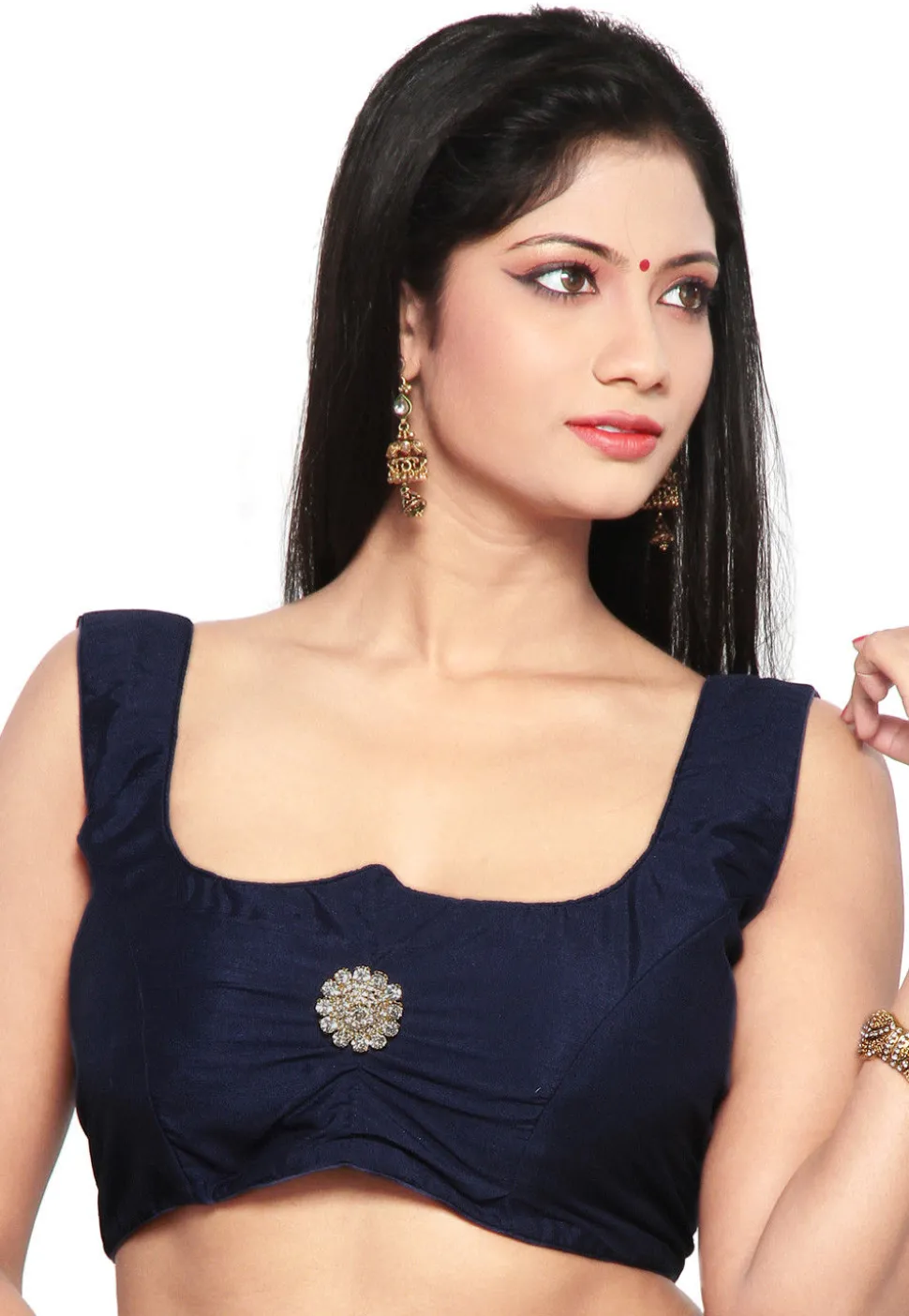 Art Raw Silk Blouse in Navy Blue