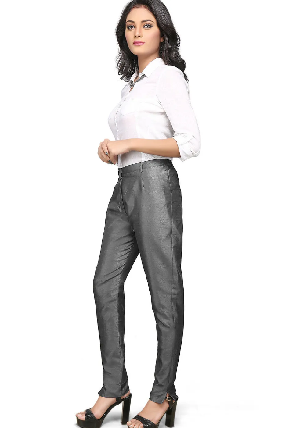 Art Silk Straight Pant in dark Grey