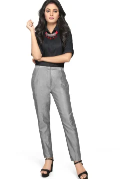 Art Silk Straight Pant in Grey
