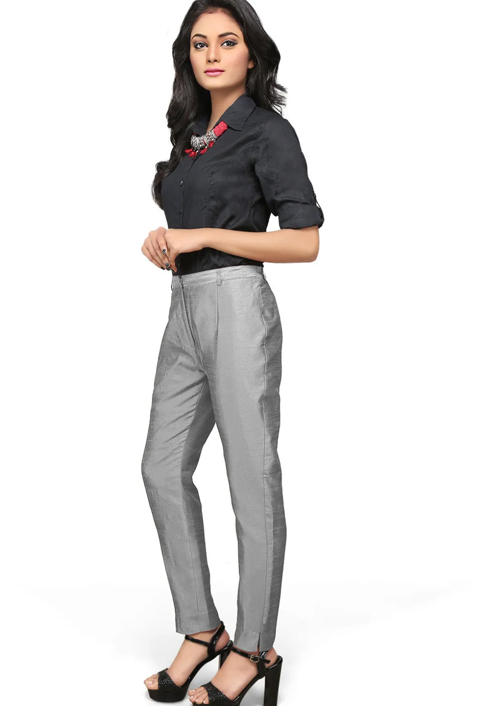 Art Silk Straight Pant in Grey
